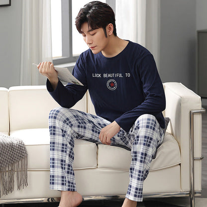 jinran New Spring Men Pajamas Long Sleeve Male Pajama Set Men Pure Full Cotton Pajamas For Men Sleepwear Suit homewear 4XL