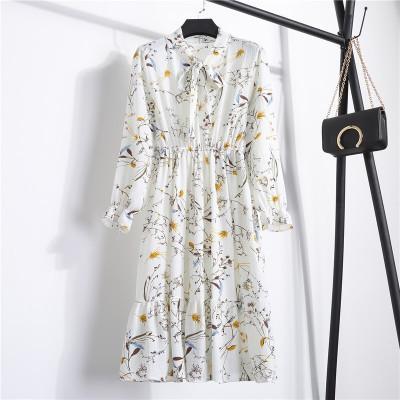 jinran new2022 women&#39;s casual chiffon dress  hot springsummer sleeve lotus leaf collar dress