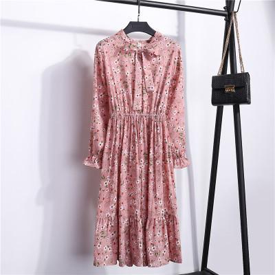 jinran new2022 women&#39;s casual chiffon dress  hot springsummer sleeve lotus leaf collar dress