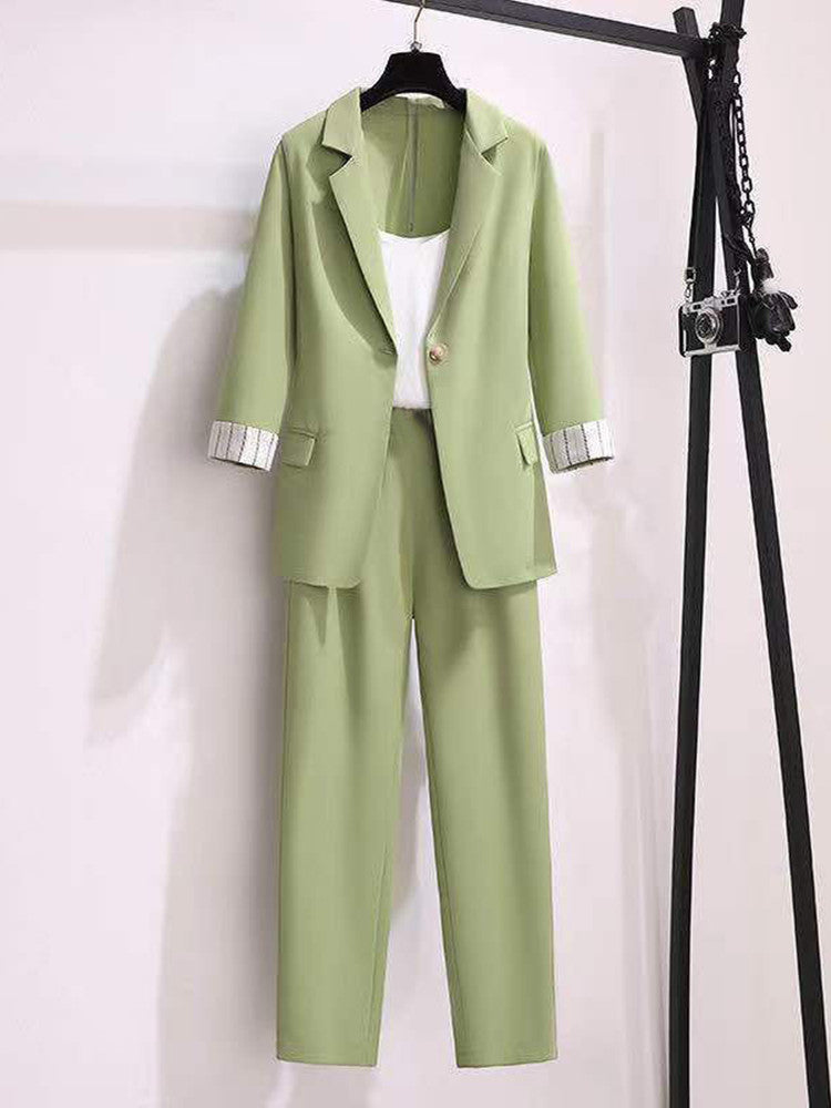 jinran 2022 spring new Korean elegant women&#39;s suit female blazer leisure pants Tweed suit jacket three piece jacket pants set