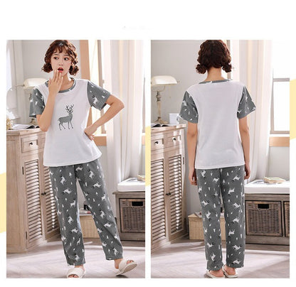 jinran New Sleepwear Couple Men and Women Matching Home Suits Cotton Pjs Chic Chinese Word Prints Leisure Nightwear Pajamas for Summer